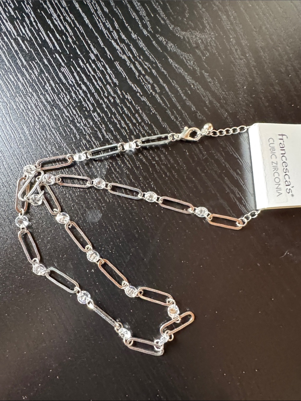 Francesca's Collections Silver-Tone Open Link Necklace with Cubic Zirconia